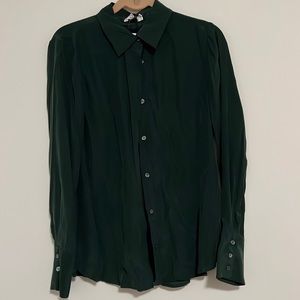 Button Front Silk Blouse